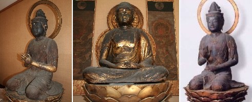 Amida triad statues at Mimurotoji